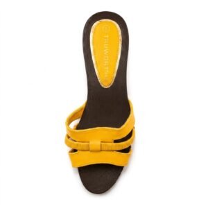 Women’s Trendy Sunshine Yellow Sandals – Stylish Double-Strap Design with Comfort Footbed